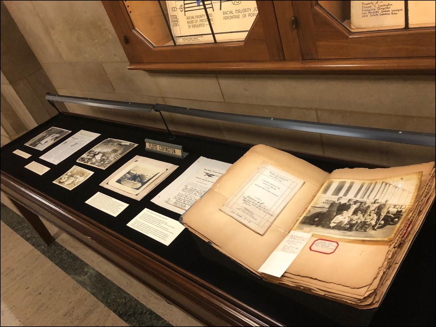 Floyd C. Covington papers - lobby left display case