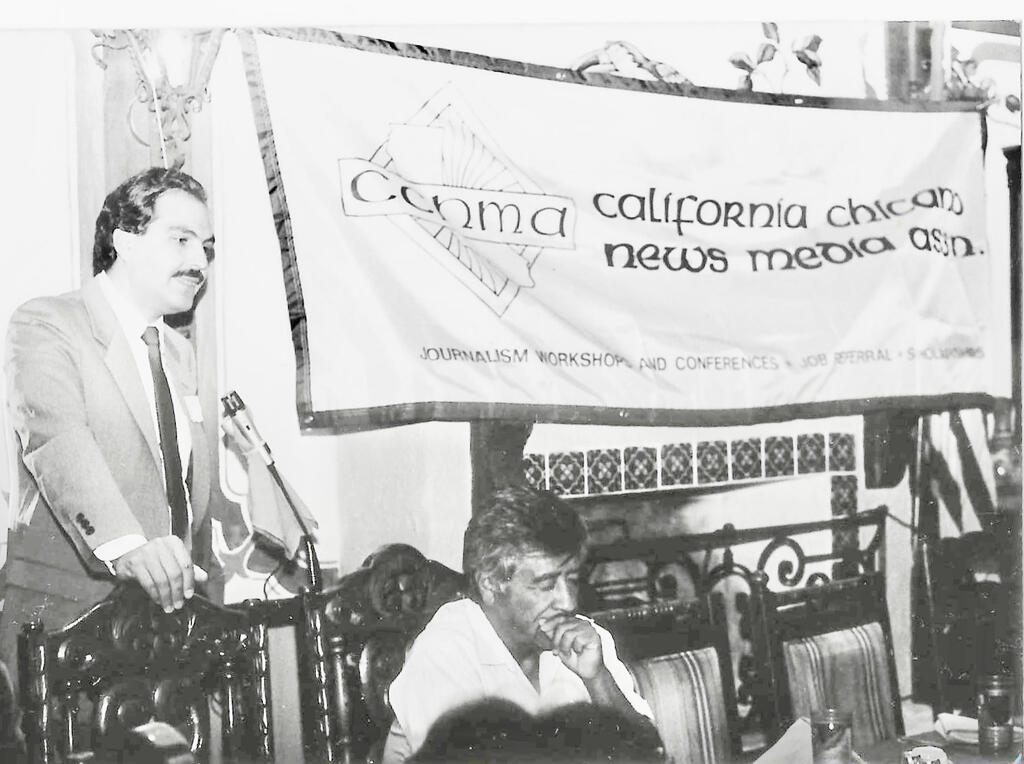 Cesar Chavez attends 1986 CCNMA meeting